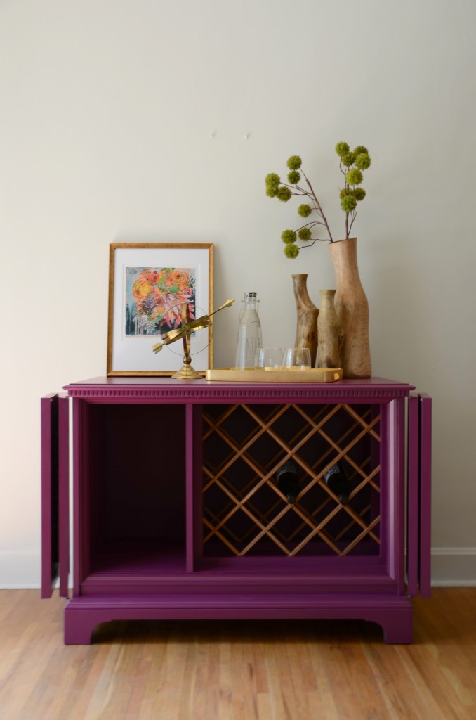 Ophelia a repurposed tv cabinet into a wine rack
